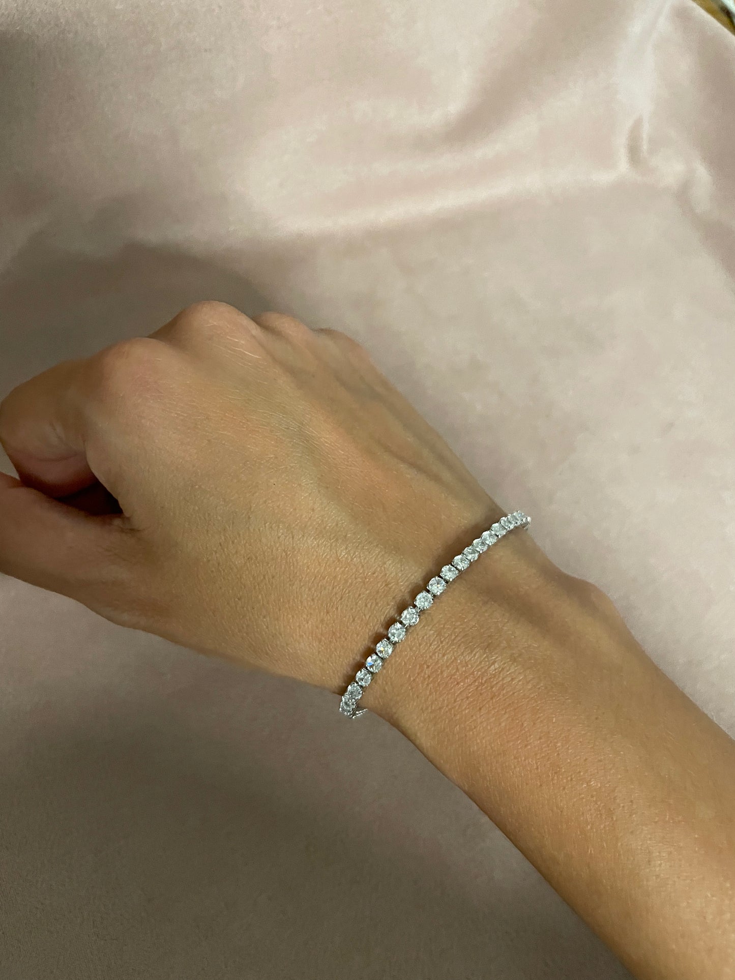 Pulsera tennis transparente oro laminado blanco