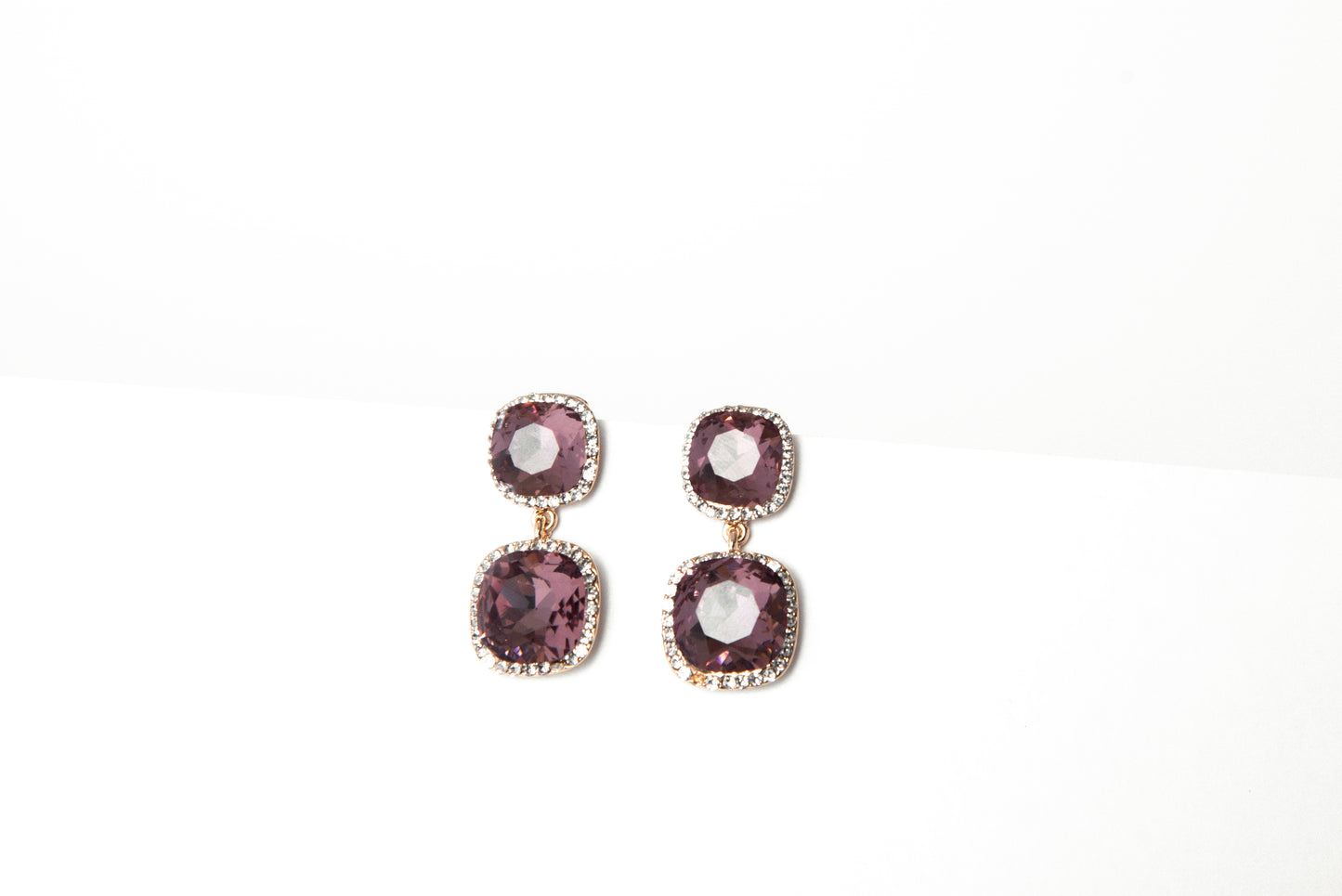 Arete fiesta doble cuadrado morado