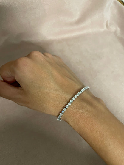 Pulsera tennis transparente oro laminado blanco