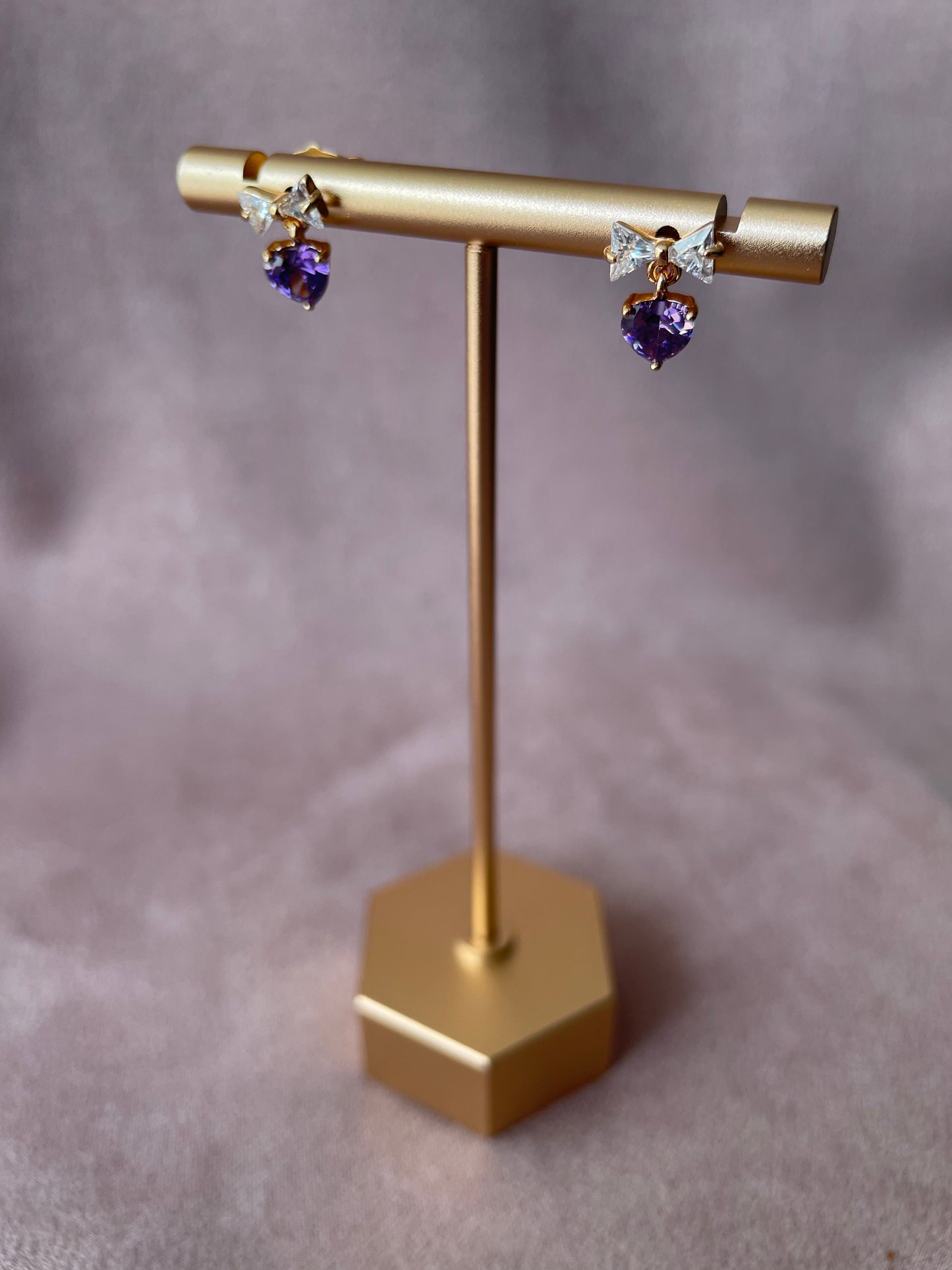 Arete moño y corazón con cristal swarovski