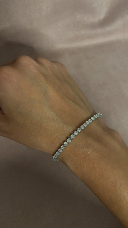 Pulsera tennis transparente oro laminado blanco