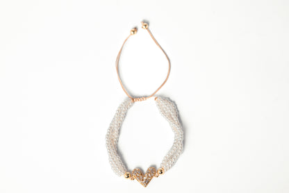 Pulsera corazón y perlas