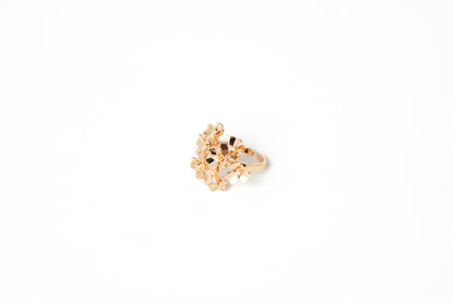 Anillo ajustable floral oro laminado