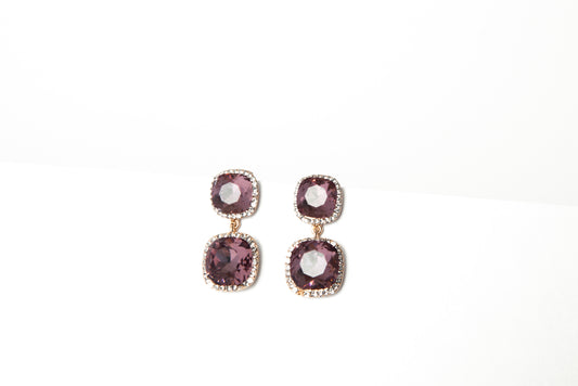 Arete fiesta doble cuadrado morado
